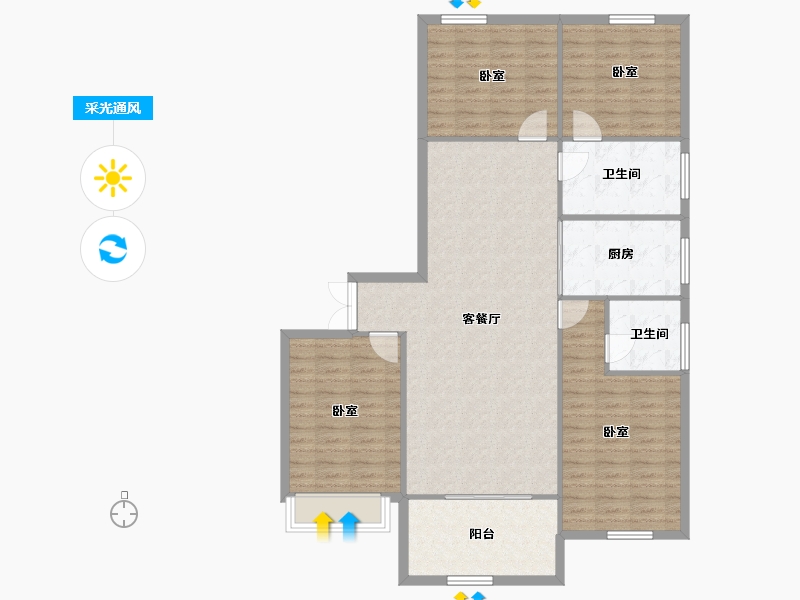 山东省-临沂市-房源印象雅园-118.89-户型库-采光通风