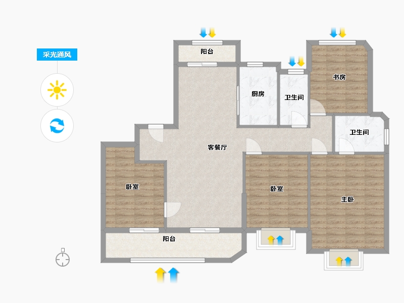 浙江省-台州市-靖江壹号-113.46-户型库-采光通风