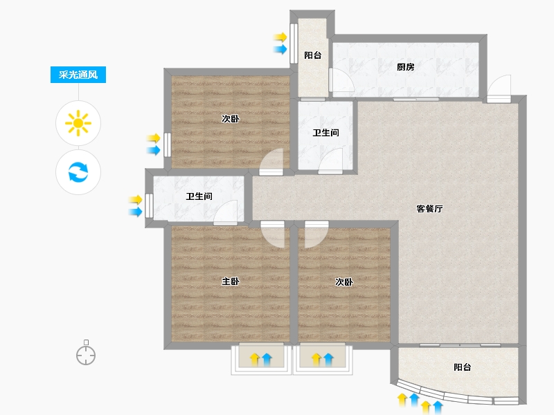 广东省-深圳市-金汇名园-107.80-户型库-采光通风