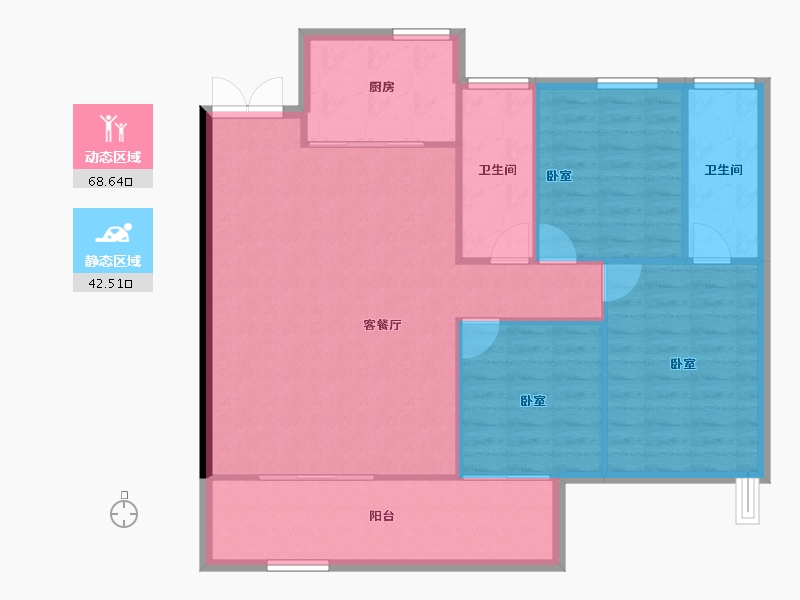 湖南省-长沙市-北辰时光里-102.84-户型库-动静分区