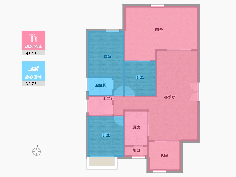 四川省-南充市-宏凌山水城-90.93-户型库-动静分区