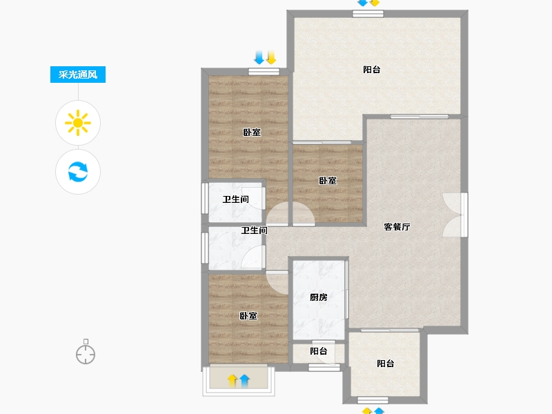 四川省-南充市-宏凌山水城-90.93-户型库-采光通风