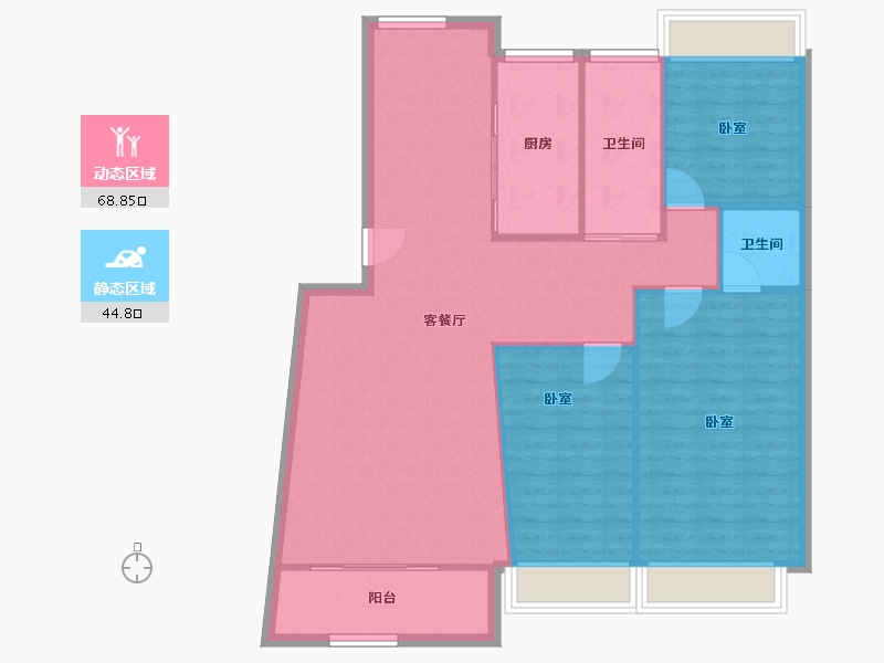 安徽省-马鞍山市-珍珠西园-104.76-户型库-动静分区