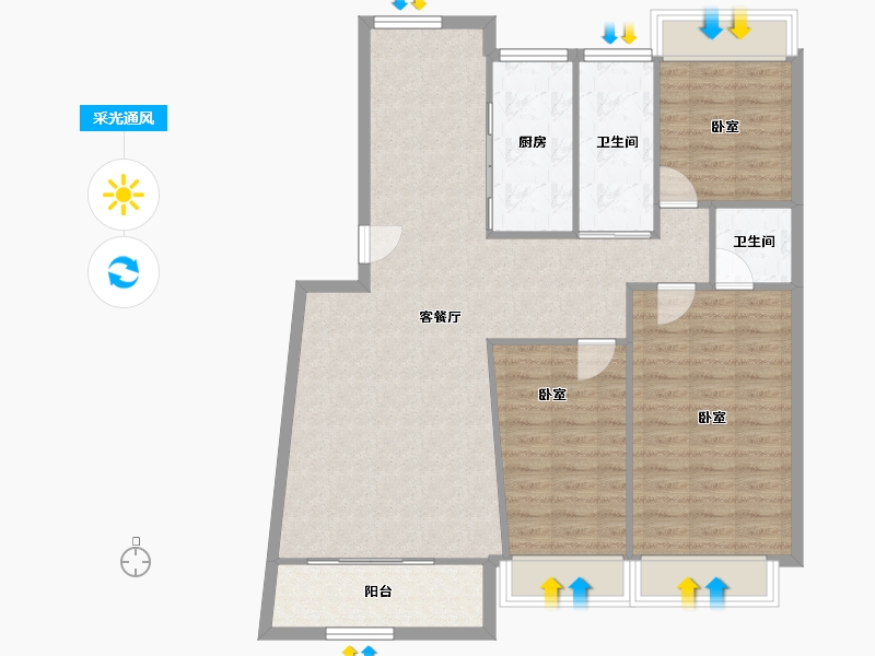 安徽省-马鞍山市-珍珠西园-104.76-户型库-采光通风