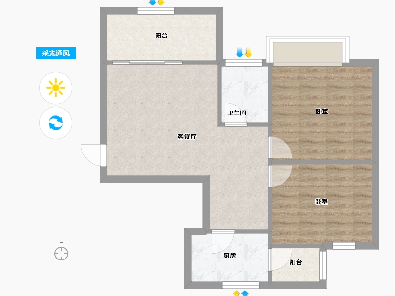 广西壮族自治区-南宁市-翠湖名都-63.67-户型库-采光通风