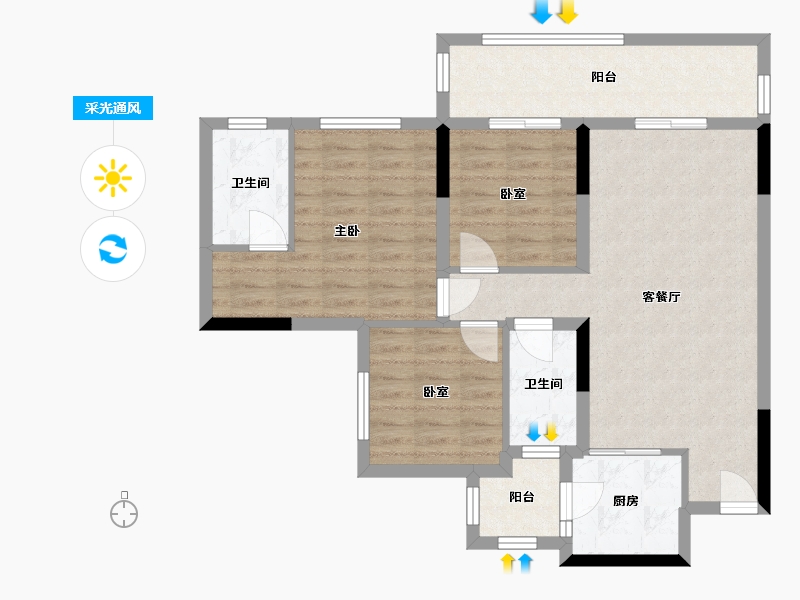 四川省-遂宁市-邦泰云璟-76.04-户型库-采光通风