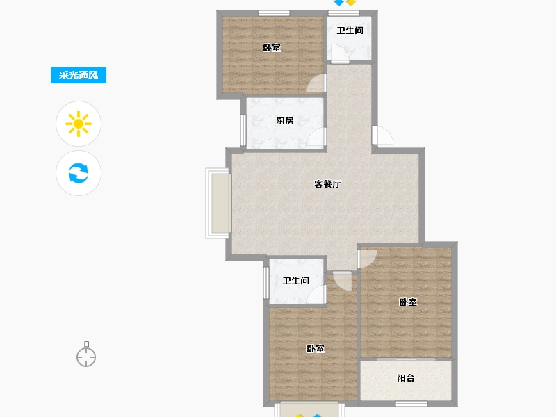 浙江省-宁波市-白金湾-111.77-户型库-采光通风