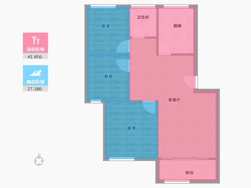 浙江省-宁波市-梅江北苑-64.67-户型库-动静分区