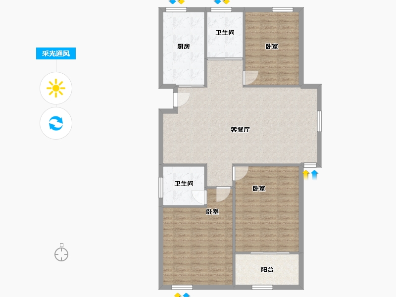 安徽省-马鞍山市-珍珠西园-111.58-户型库-采光通风