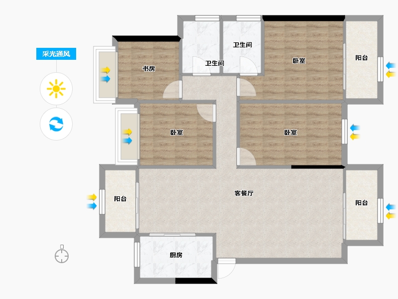 广西壮族自治区-南宁市-光明城市-106.78-户型库-采光通风