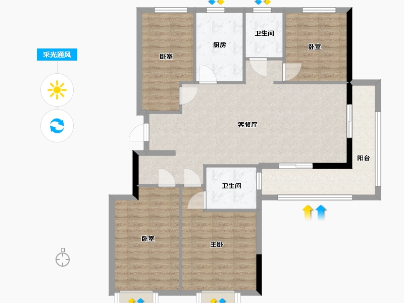 浙江省-宁波市-滨辰府-105.60-户型库-采光通风