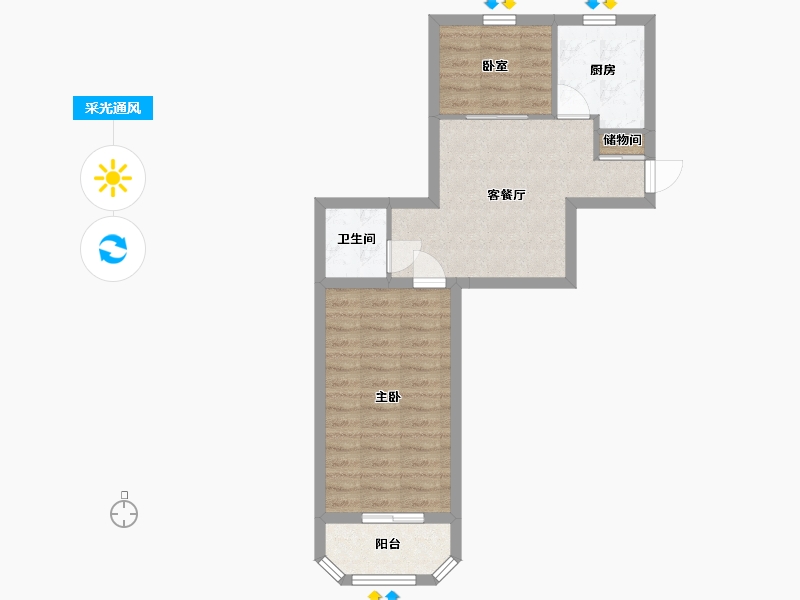 北京-北京市-青年湖北里-50.10-户型库-采光通风