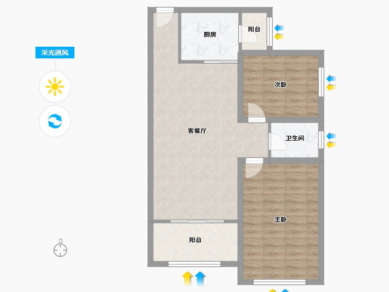 广东省-深圳市-鹏华香域花园-75.80-户型库-采光通风