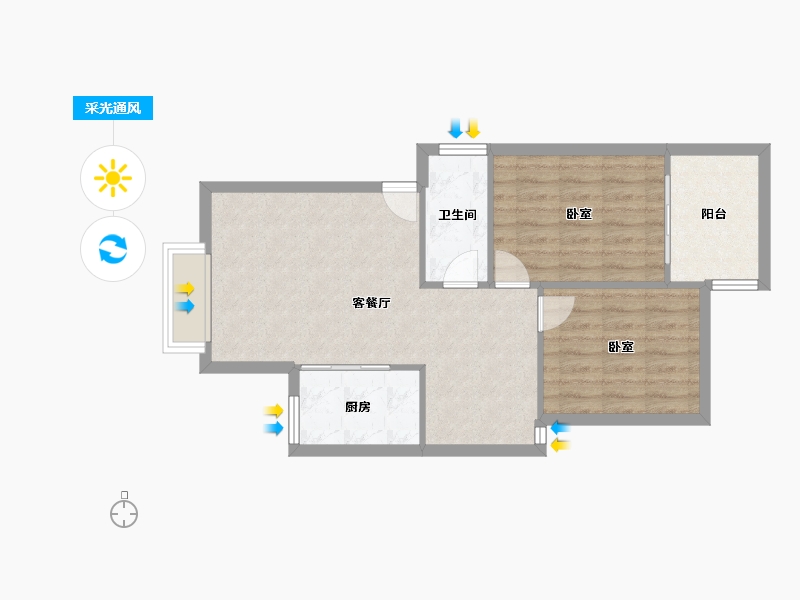 福建省-漳州市-绿洲富城-64.49-户型库-采光通风