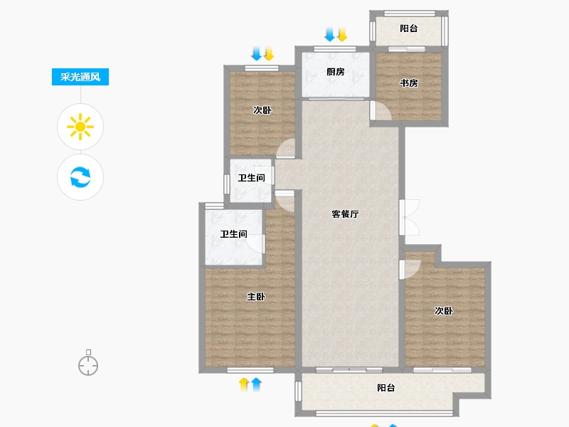 浙江省-嘉兴市-万家花城家和苑-142.00-户型库-采光通风