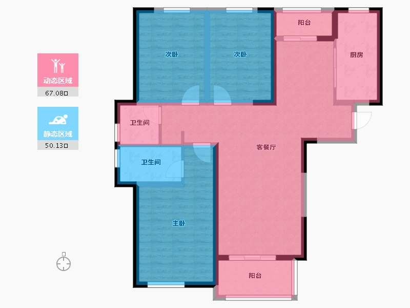 浙江省-杭州市-沁香公寓-112.00-户型库-动静分区