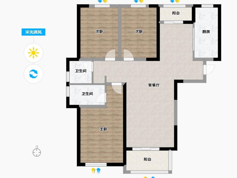 浙江省-杭州市-沁香公寓-112.00-户型库-采光通风