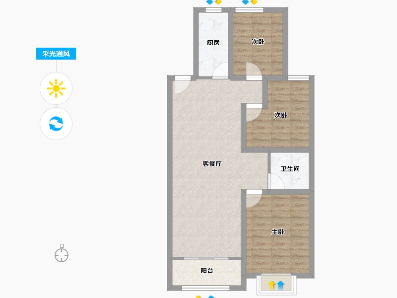 山东省-青岛市-融创维多利亚湾-75.70-户型库-采光通风