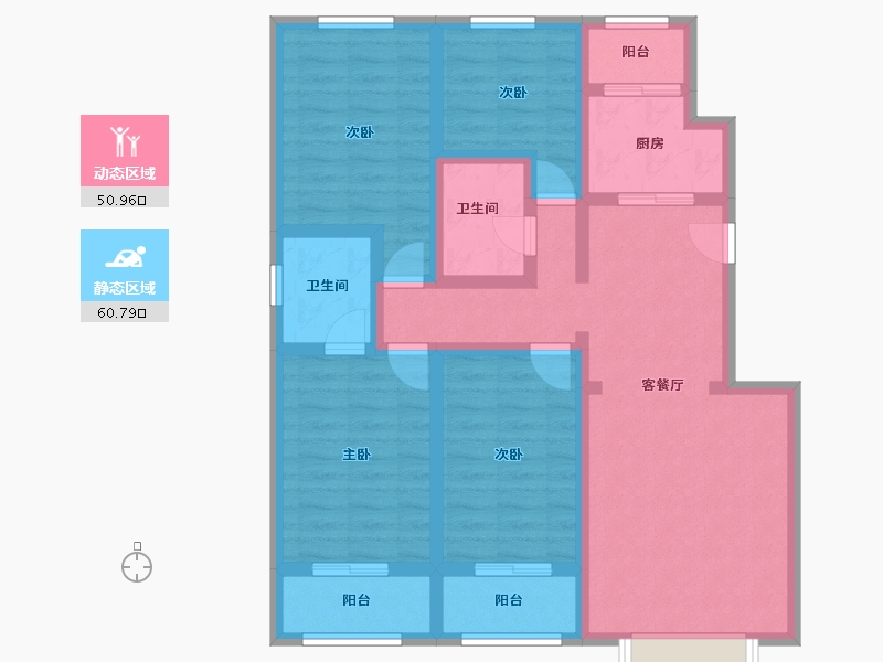 北京-北京市-幸福艺居二期-123.96-户型库-动静分区