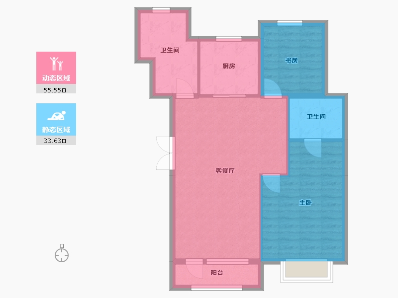 辽宁省-沈阳市-龙湖双珑原著-87.20-户型库-动静分区