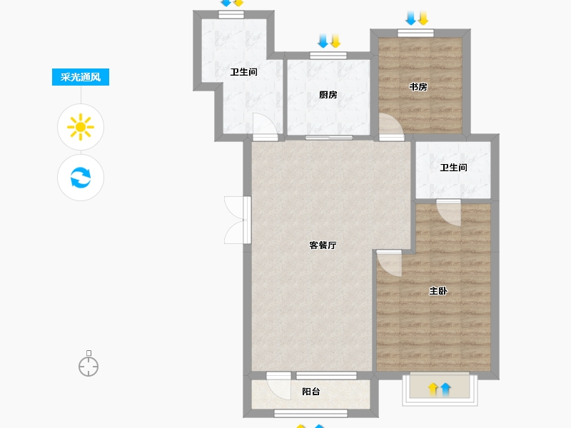 辽宁省-沈阳市-龙湖双珑原著-87.20-户型库-采光通风