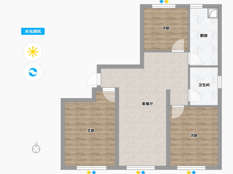 河北省-邯郸市-玉麟•尚峰-69.30-户型库-采光通风