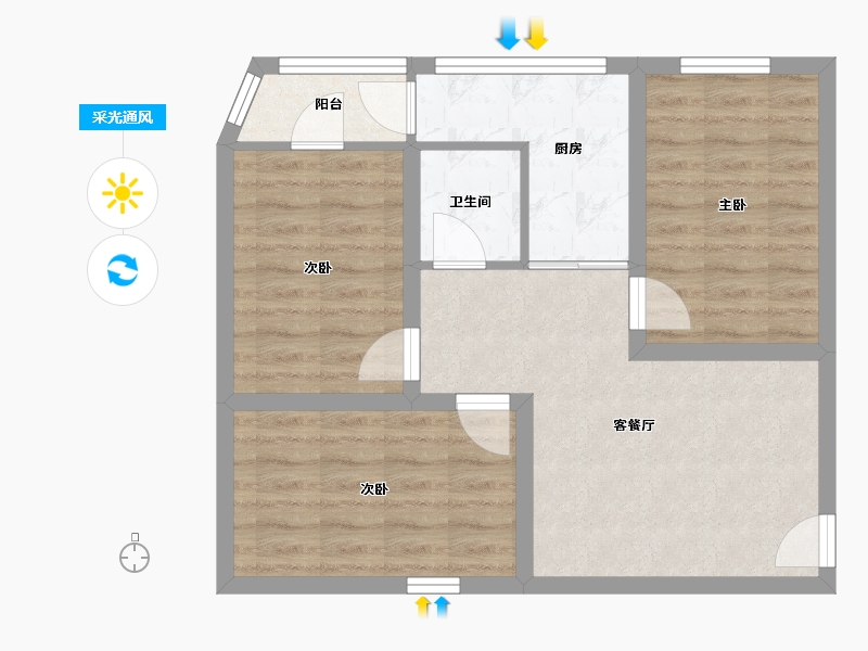 广东省-深圳市-罗湖区翠华花园-62.13-户型库-采光通风