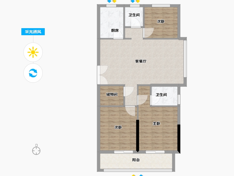 浙江省-温州市-东达锦园-98.60-户型库-采光通风