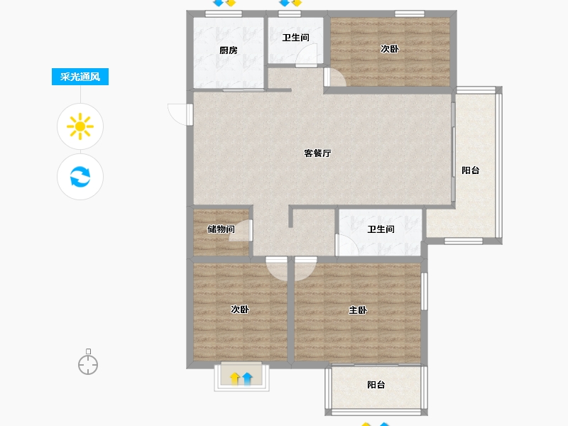 山东省-青岛市-融创维多利亚湾-118.35-户型库-采光通风