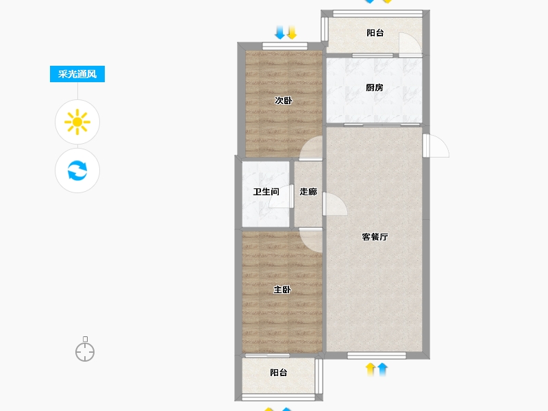 河北省-唐山市-和顺园-65.23-户型库-采光通风