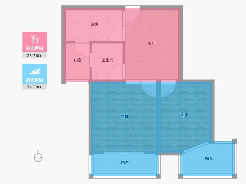 河南省-郑州市-阳光花苑-52.64-户型库-动静分区