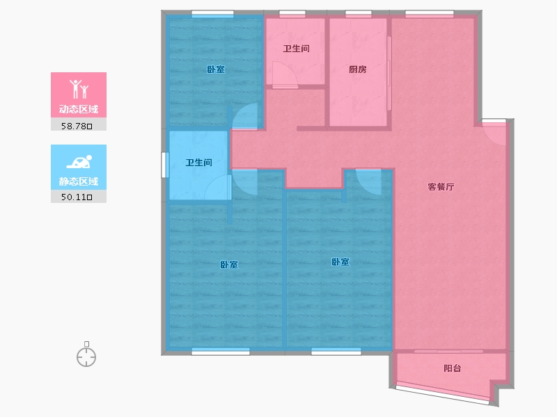 江苏省-苏州市-南湖苑-99.73-户型库-动静分区