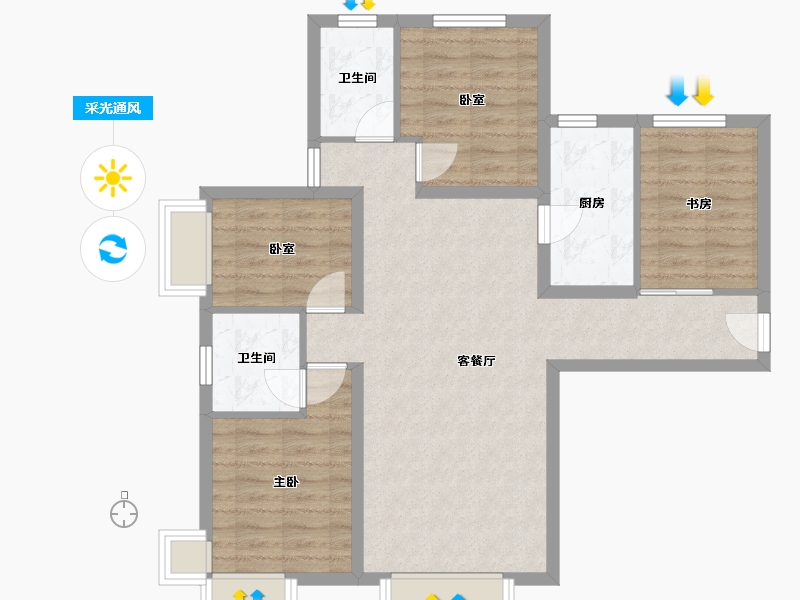 四川省-成都市-中兴和园二期-84.16-户型库-采光通风