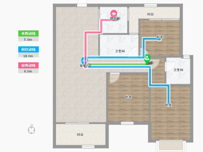 浙江省-宁波市-白金湾-104.67-户型库-动静线