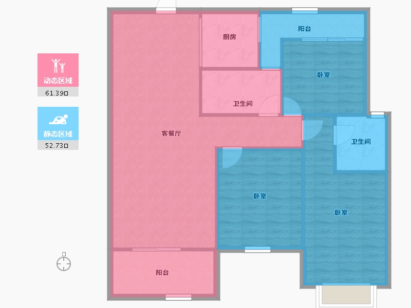 浙江省-宁波市-白金湾-104.67-户型库-动静分区