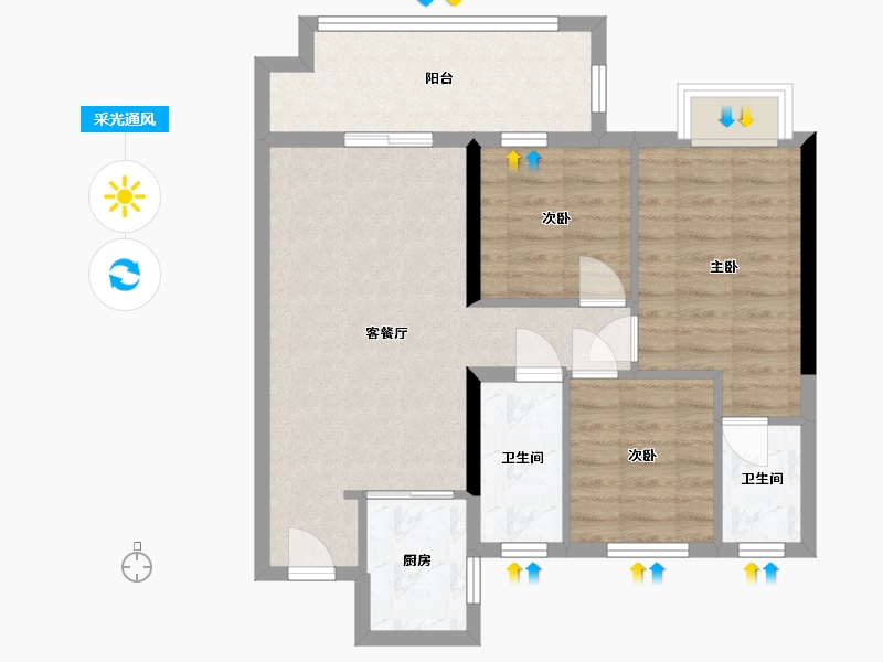 福建省-泉州市-永春鼎盛上城-74.00-户型库-采光通风