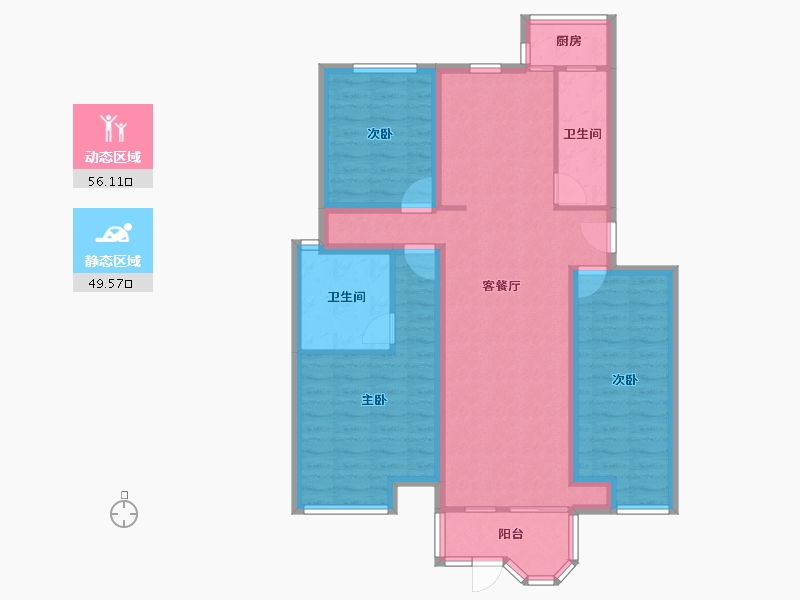 天津-天津市-第六大道大洋嘉园-93.89-户型库-动静分区