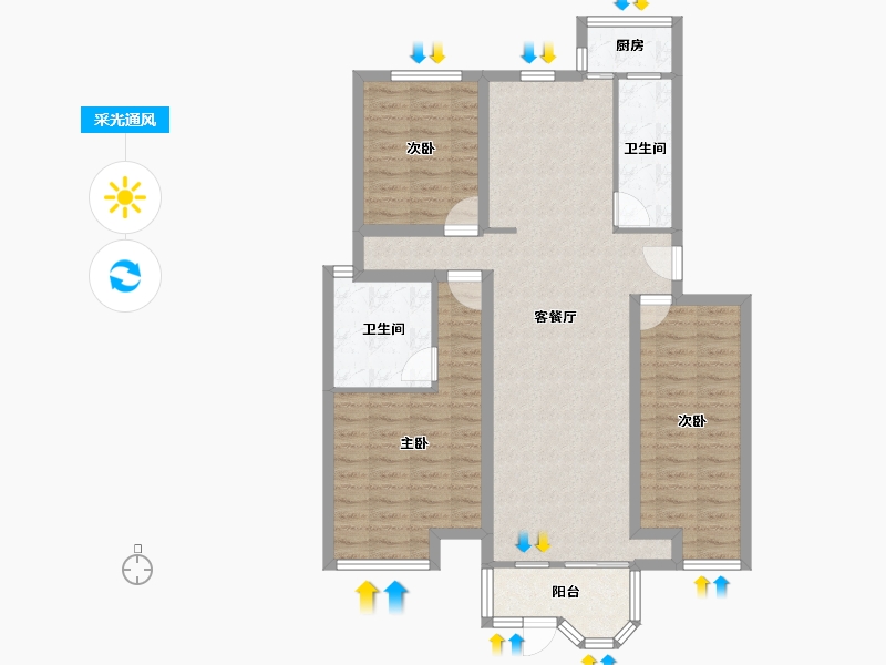 天津-天津市-第六大道大洋嘉园-93.89-户型库-采光通风