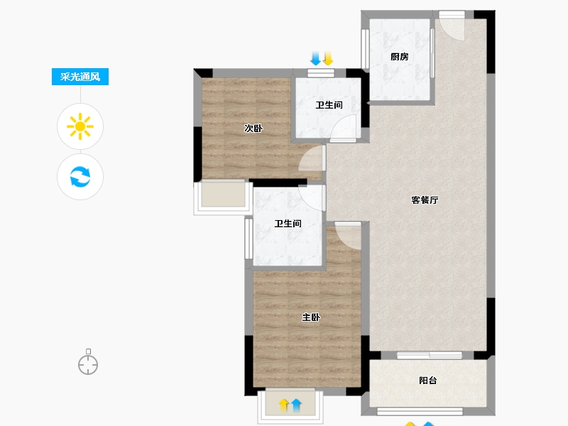 湖北省-武汉市-天汇龙城-74.36-户型库-采光通风