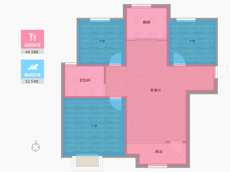 山东省-青岛市-北京城建龙樾湾-72.85-户型库-动静分区