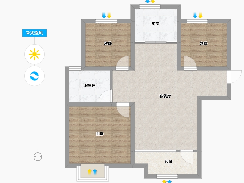 山东省-青岛市-北京城建龙樾湾-72.85-户型库-采光通风