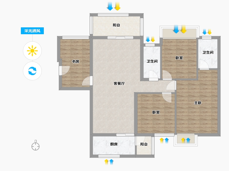 广西壮族自治区-南宁市-太阳城-104.80-户型库-采光通风