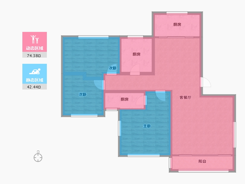 山东省-威海市-凤凰湖小区-104.64-户型库-动静分区