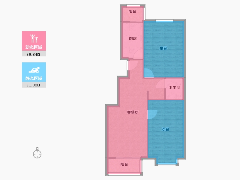 河北省-唐山市-龙华里益民园-64.02-户型库-动静分区