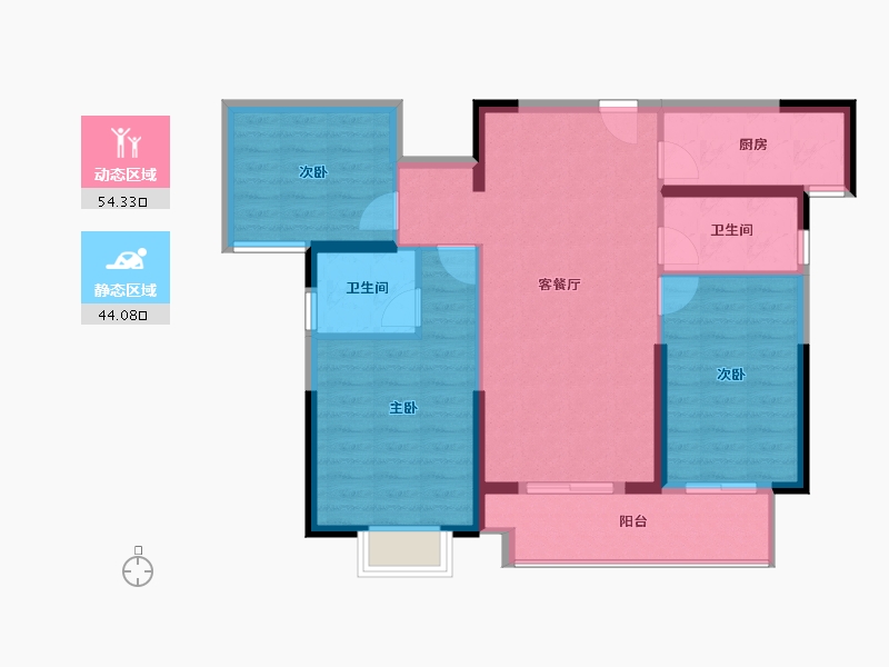 湖北省-武汉市-天汇龙城-88.73-户型库-动静分区