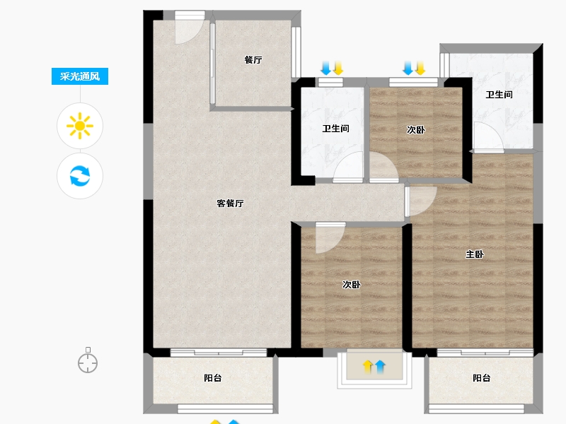 湖北省-武汉市-天汇龙城-83.23-户型库-采光通风