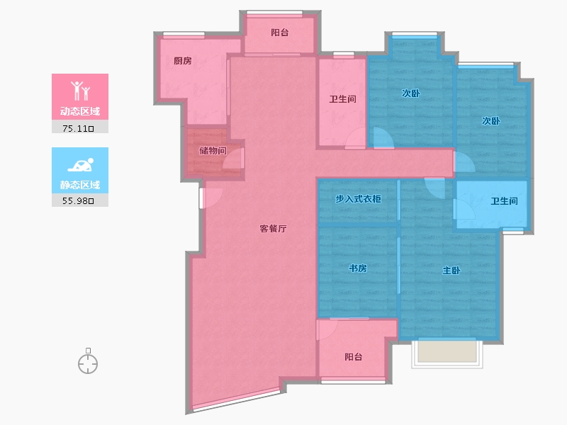 湖北省-武汉市-东方恒星园-120.00-户型库-动静分区