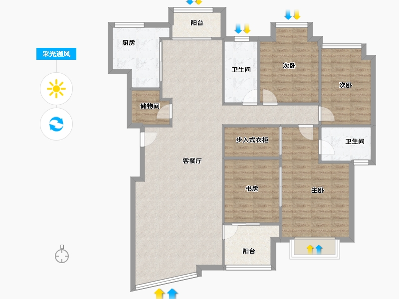 湖北省-武汉市-东方恒星园-120.00-户型库-采光通风