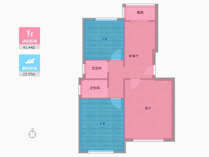 河北省-唐山市-祥富里-58.65-户型库-动静分区