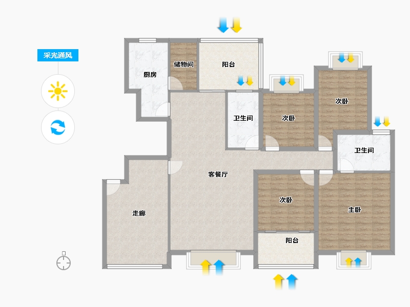 广东省-珠海市-荣景园-153.44-户型库-采光通风